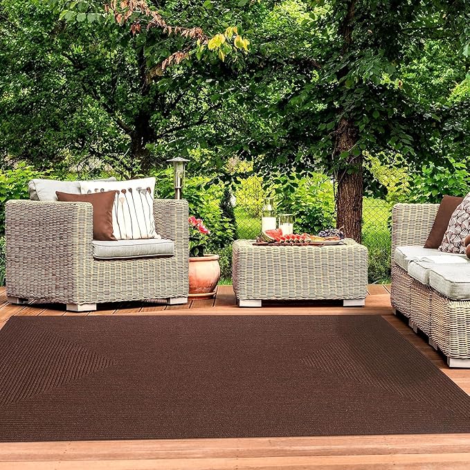Superior Indoor Outdoor Area Rug, Handwoven Reversible Braided Home Decor for Living Room, Kitchen, Entryway, Patio, Front Porch, Deck, Modern, Boho, Farmhouse Style, 3' x 5', Cocoa