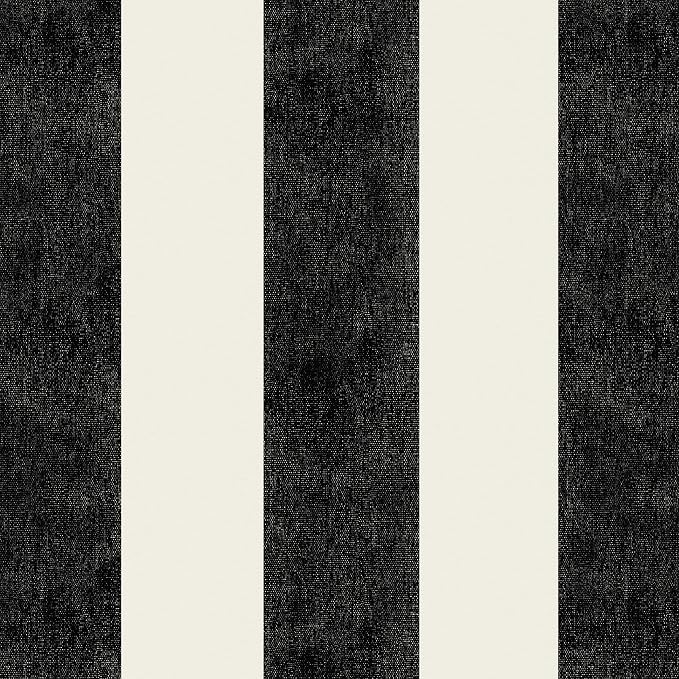 Arden Selections ProFoam Performance Outdoor Seat Cushion 19 x 20, Onyx Black Cabana Stripe