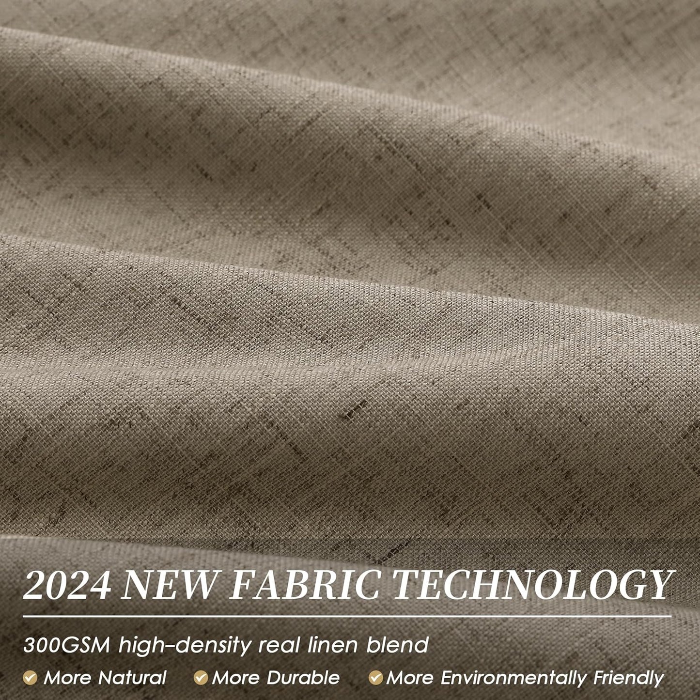 BOODII Linen Blackout Curtains for Bedroom 72 Inch Length 2 Panels Set Room Darkening Curtains Matcha Brown Black Out Curtain Neutral Thermal Insulated Living Room Winter Window Drapes Back Tab 52x72