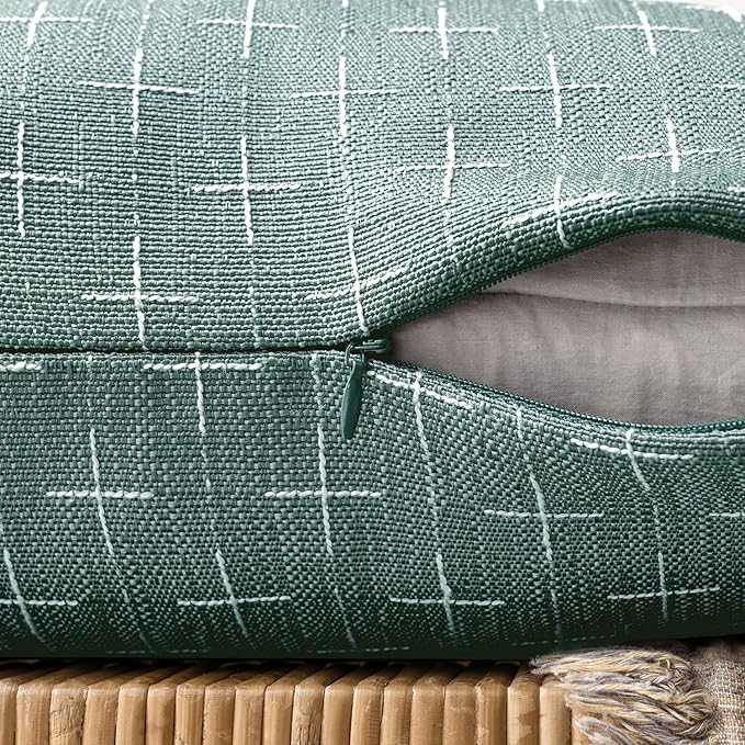 MIULEE Pack of 2 Decorative Burlap Linen Spring Throw Pillow Covers Modern Farmhouse Vintage Pillowcase Rustic Woven Textured Cushion Cover for Sofa Couch Bed 20x20 Inch Azure