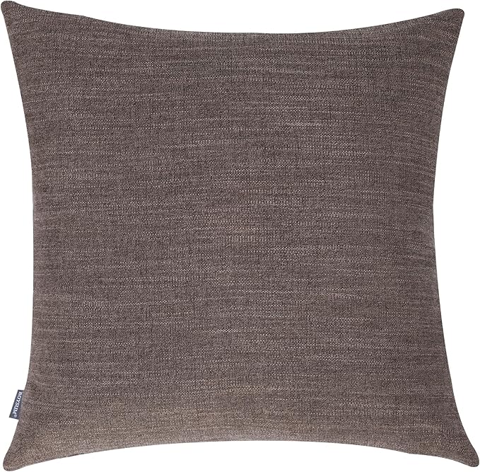 BOYSUM Set of 2 Leather Throw Pillow Covers Cotton Linen Decor Patchwork Pillow Cover Faux Leather Pillows Cover for Couch Sofa Living Room Bedroom,Dark Coffee 16"x16"