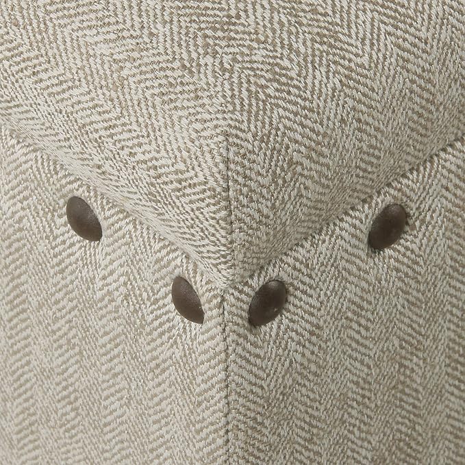 HomePop Large Storage Bench with Nailhead Trim - Taupe and Cream