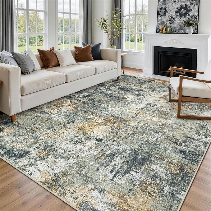9x12 Area Rugs for Living Room Rug Washable: Abstract Large Rug for Dining Room Bedroom Carpet Non Slip 9 by 12 Indoor Modern Nursery Home Office Multi