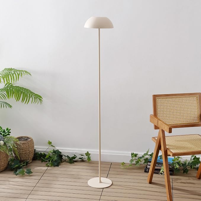 JONATHAN Y Laurel 59" Contemporary Minimalist Mushroom Metal Outdoor Floor Lamp, Almond, Rechargeable Cordless and Dimmable with Integrated LED, Weather Resistant for Patio JYL7165C