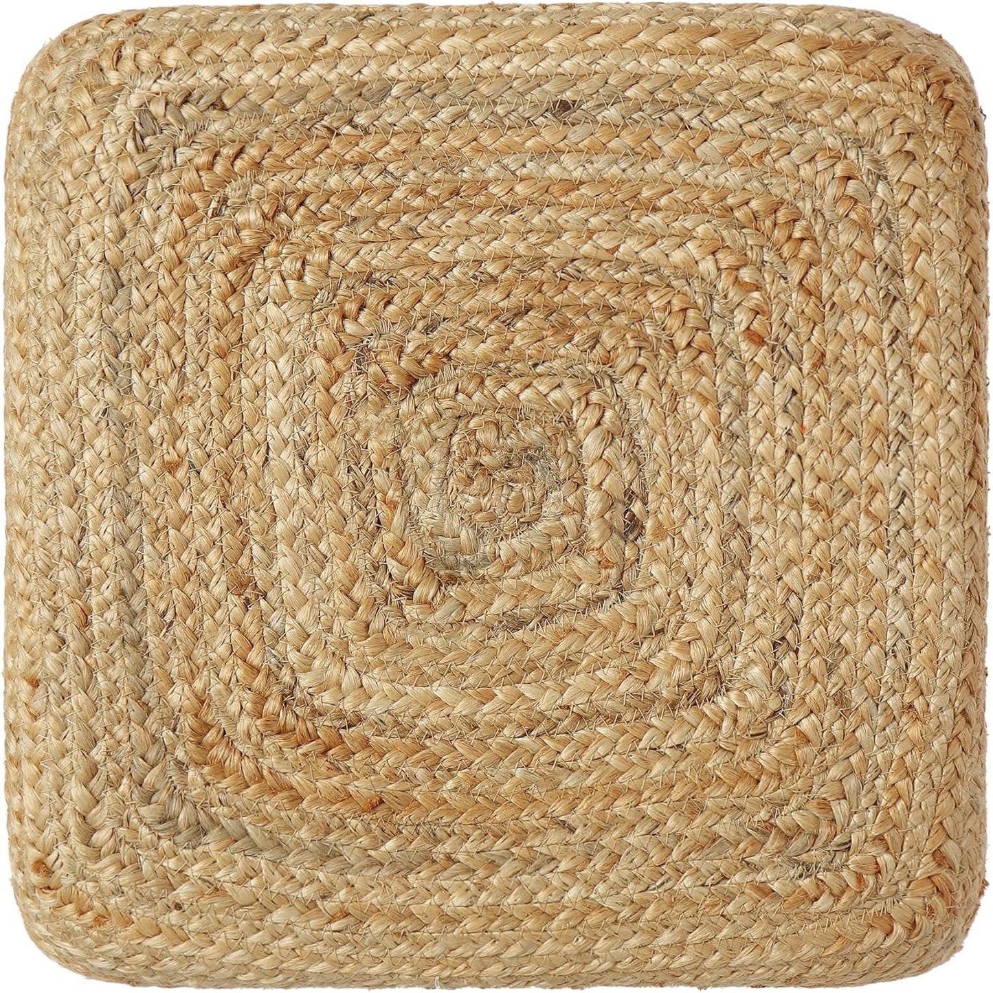 REDEARTH · Cube Pouf Ottoman - Braided Pouffe Accent Sitting Square Footrest for Living Room, Bedroom, Nursery, kidsroom, Patio, Gym; 100% Jute Set of 2 (14.5"x14.5"x16"; Natural Ivory)