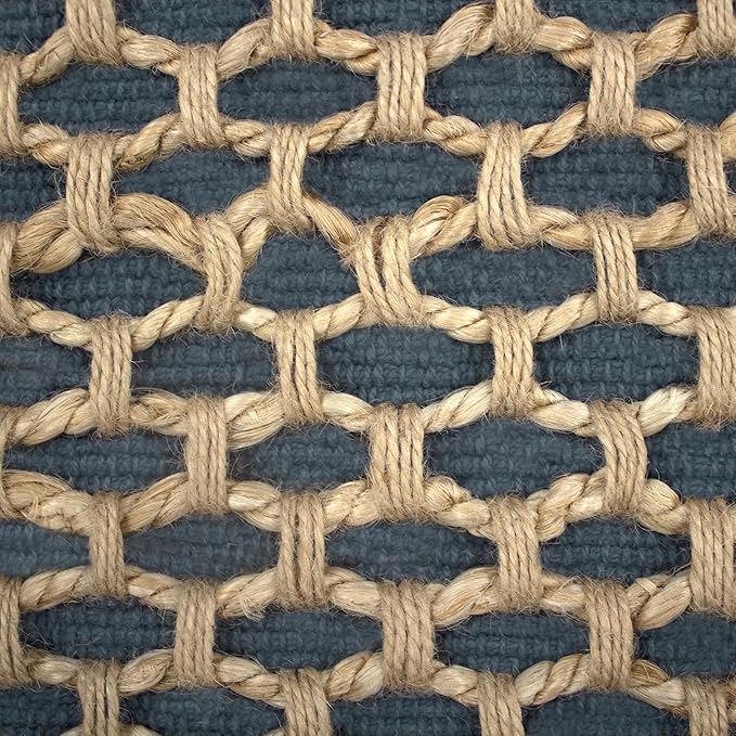 Boho Living Jada Decorative Throw, Includes Accent, Premium Woven Design, Living Room Décor, (2) 20" x 20" Pillow Cover with Insert, Indigo