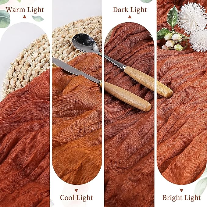 6 Pack Terracotta Cheesecloth Table Runner 10FT Long Boho Gauze Table Runner Rustic Sheer Runner for Spring Wedding Bridal Baby Shower Birthday Party Table Decor Home Thanksgiving Decor