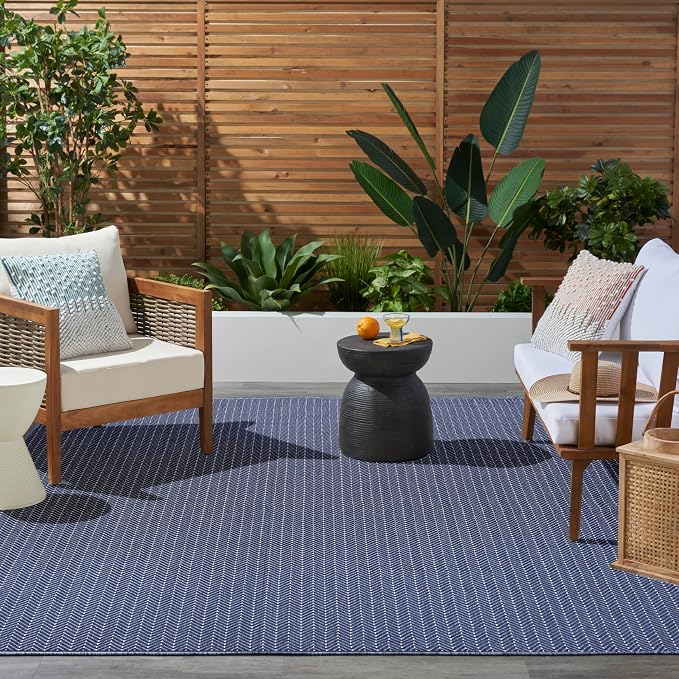 Nourison Home Horizon Indoor/Outdoor Navy 9' x 12' Area Rug - Easy Clean, Non Shedding, Bed Room, Living Room, Dining Room, Kitchen (9' x 12')