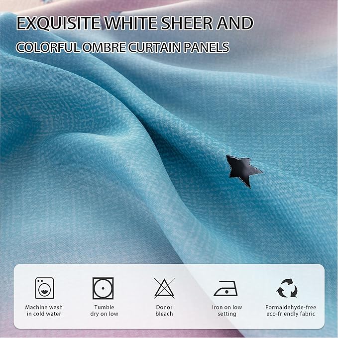 XiDi Curtains for Girls Bedroom Kids Room Unicorn Princess Theme Home Decor 72 inches Length Pink/Purple, W52 X L72 2 Panels