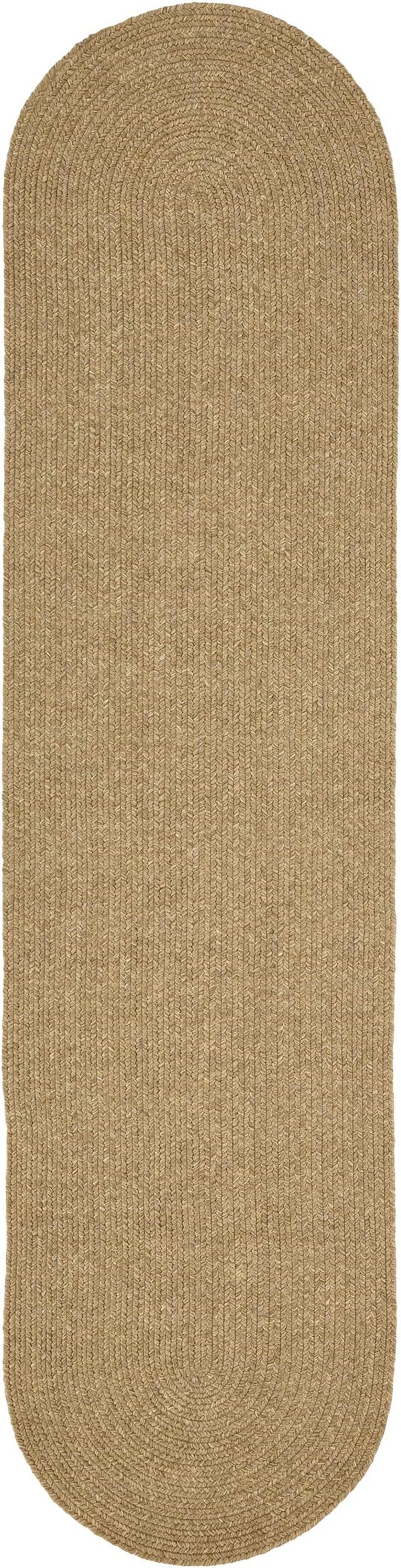 Superior Jute Oval Indoor Runner Rug, Latte, 2' x 8'