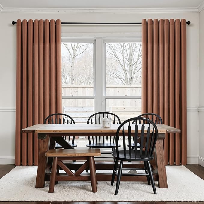 Extra Long Cappuccino Linen Curtains 108 Inches Length for Living Room Sheer Grommet Light Filtering Privacy Neutral Drapes Luxury Modern Rustic Window Curtain for Bedroom Dining Room 52x108, 2 Panel
