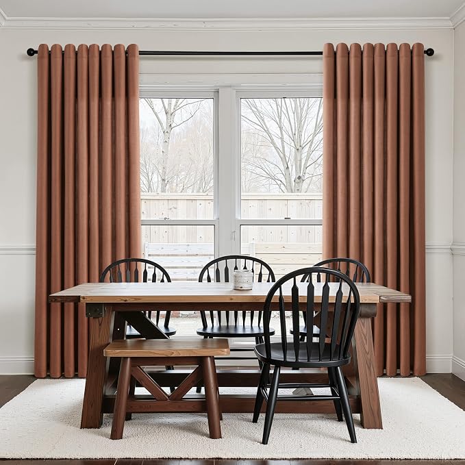 Cappuccino Linen Curtains 120 Inches Long for Living Room Grommet Textured Light Filtering Rustic Bedroom Extra Long Sheer Curtain Long Floor to Ceiling Large Window Drapes 10ft Tall 52X120, 2 Panel
