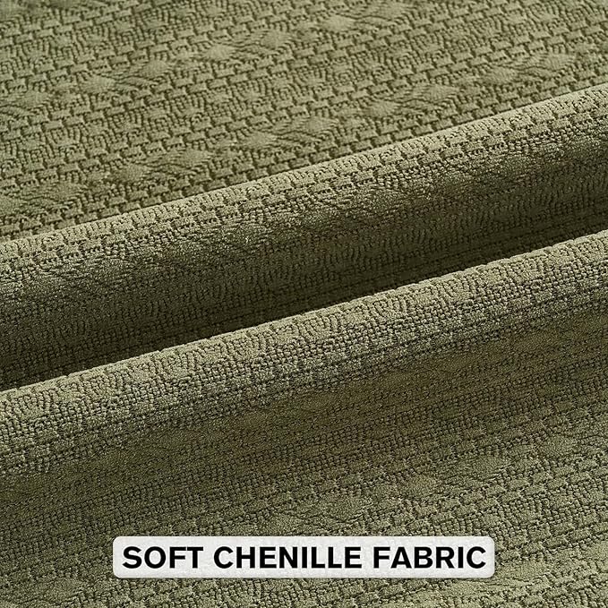 FUTEI Moss Green Chenille Throw Pillow Covers 18x18 Inch Set of 2,Soft Striped & Diamond Textured Cushion Cases,Modern Home Decor for Couch Living Room