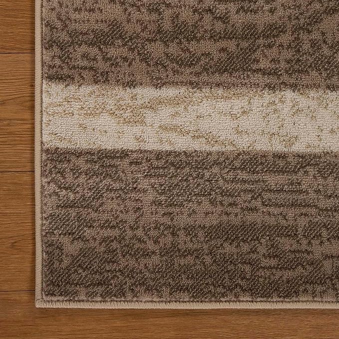 Superior Indoor Area Rug, Jute Backed, Modern Geometric Patchwork Floor Decor for Bedroom, Office, Living Room, Entryway, Hardwood Floors, Rockwood Collection, 5' x 8', Beige