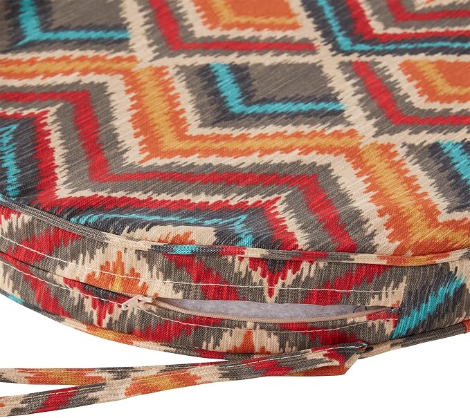 Greendale Home Fashions Outdoor 18-inch Round Reversible Seat Cushion, 2-Pack, Aztec 2 Count