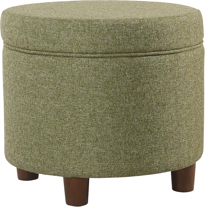 HomePop 19" Round Storage Ottoman - Green Tweed