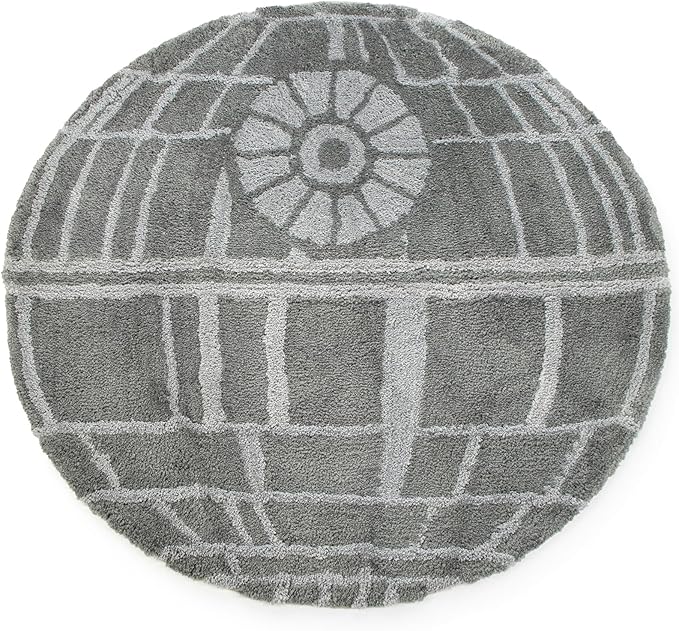 Jay Franco Star Wars Death Star Plush Grey Fluffy Accent Rug - 3 x 3 ft Area Rug for Kids Bedroom or Living Room Decor