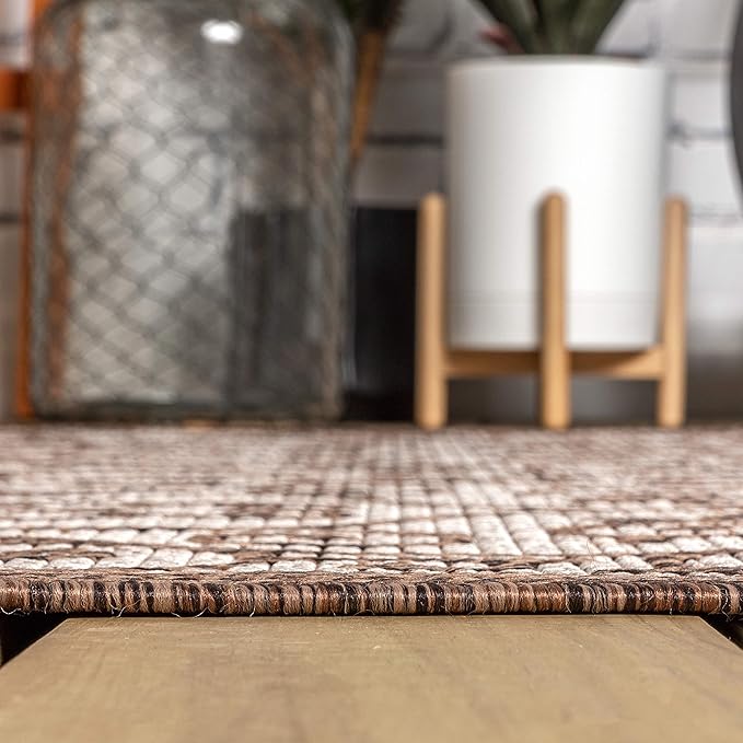 JONATHAN Y Vintage Filigree Indoor Outdoor Area Rug 5X8 Taupe/Espresso, Madrid Textured Weave for Backyard, Patio, Porch, Easy-Cleaning, High Traffic, Pet-Friendly, Non-Shedding (SMB107C-5)