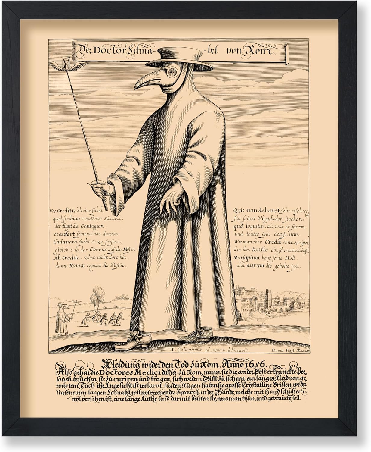 Poster Master Vintage Doctor Schnabel from Rome Poster - Retro Plague Doctor Print - Medieval Art - Gift for Men & Women - Great Wall Decor for Dorm, Living Room or Bedroom - 16x20 UNFRAMED Wall Art