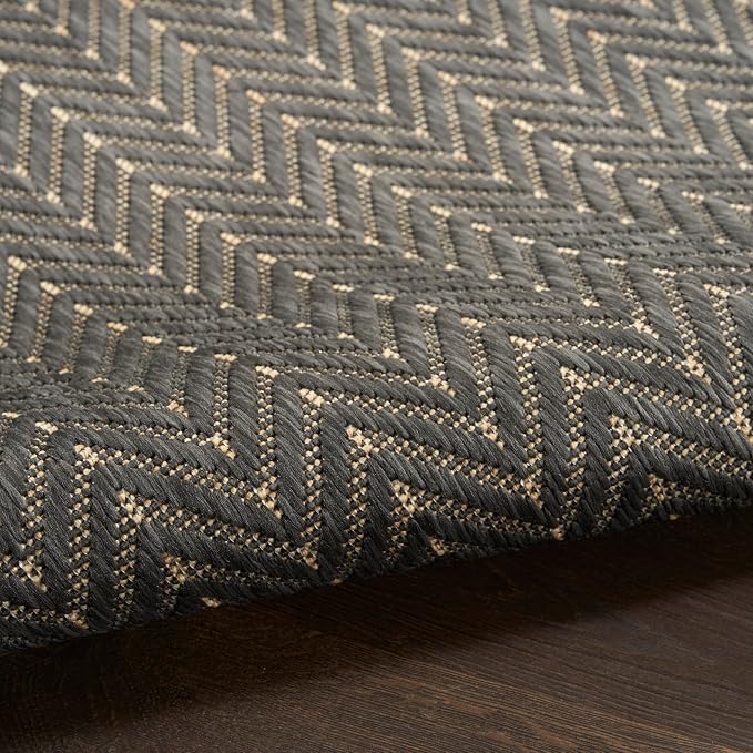 Nourison Home Horizon Indoor/Outdoor Charcoal 9' x 12' Area Rug - Easy Clean, Non Shedding, Bed Room, Living Room, Dining Room, Kitchen (9' x 12')