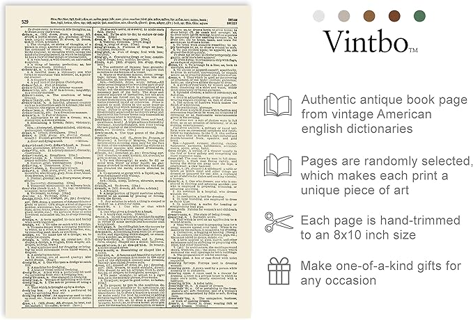 VintBo, Anatomy with Flowers and Eucalyptus, Vintage Dictionary Art Print, Modern Contemporary Wall Art For Home Decor, Boho Poster, Country Farmhouse Decor 8x10 Inches, Unframed (Lungs)
