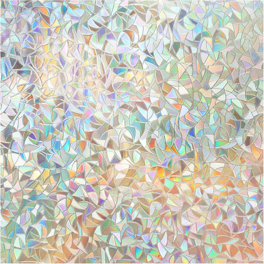 DOWELL Window Privacy Film, Rainbow Window Film, Decorative Stained Glass Clings, Static Cling Door Sticker, Non-Adhesive 3D Decals for Home UV Protection, 23.6 x 118.1 inches