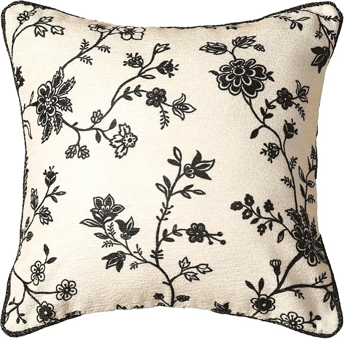 bilin gaier Designer Vintage Linen Throw Pillow Cover,18"x18"-Callalily A | Square Pillow Cover,Concealed Zipper Design,Floral Pattern,Sofa,Bedroom,Living Room,Lounge Chair,All Season Home Decor