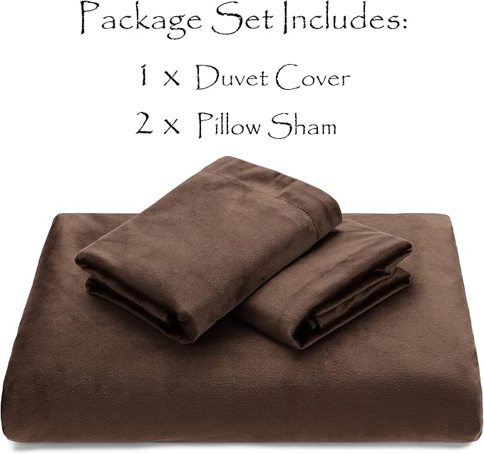 Chanasya Premium Velour Velvet Duvet Cover Set - Duvet Cover (90” x 90”) & 2 Pillow Shams (20” x 26”) - 3-Piece Set - Mink, Queen Size