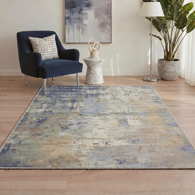 BEIMO 2X3 Rugs for Entryway Entrance Kitchen Bathroom, Machine Washable Modern Abstract Soft Area Rug, Indoor Floor Carpet with Non Slip Rubber Backing, Dusty Blue