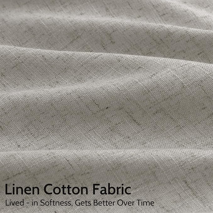 Silver Grey Linen Back Tab Curtains 84 Inch Length for Bedroom Neutral Modern Farmhouse Window Privacy Semi Sheer Linen Drapes Rustic Pinch Pleated Look Curtain for Living Room 52x84,2 Panel