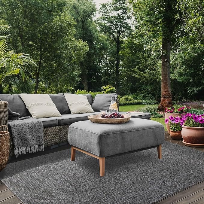 Superior Large Indoor/Outdoor Area Rug, Multi-Tone Reversible Braided Floor Decor for Patio, Front Porch, Entryway, Living Room, Office, Nursery, Artistic Home, 4' x 6', Canvas-White
