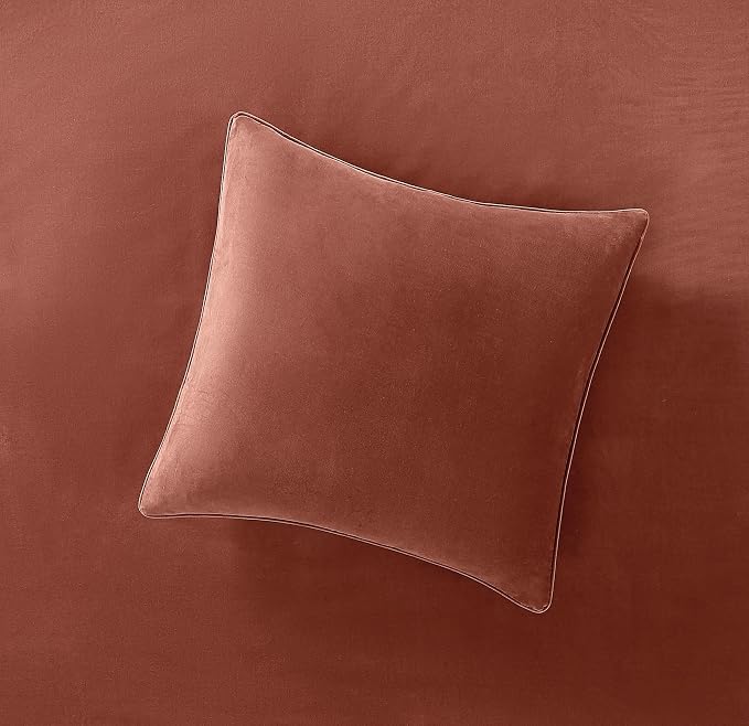 Brooklyn Loom Matte Cotton Velvet 20x20 Rust Decorative Pillow