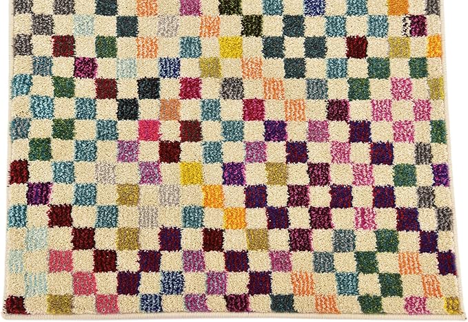 Unique Loom Chromatic Collection Modern Geometric & Vibrant Abstract Area Rug For Any Home Décor (2' 2 x 6' 7 Runner, Multi/ Beige)