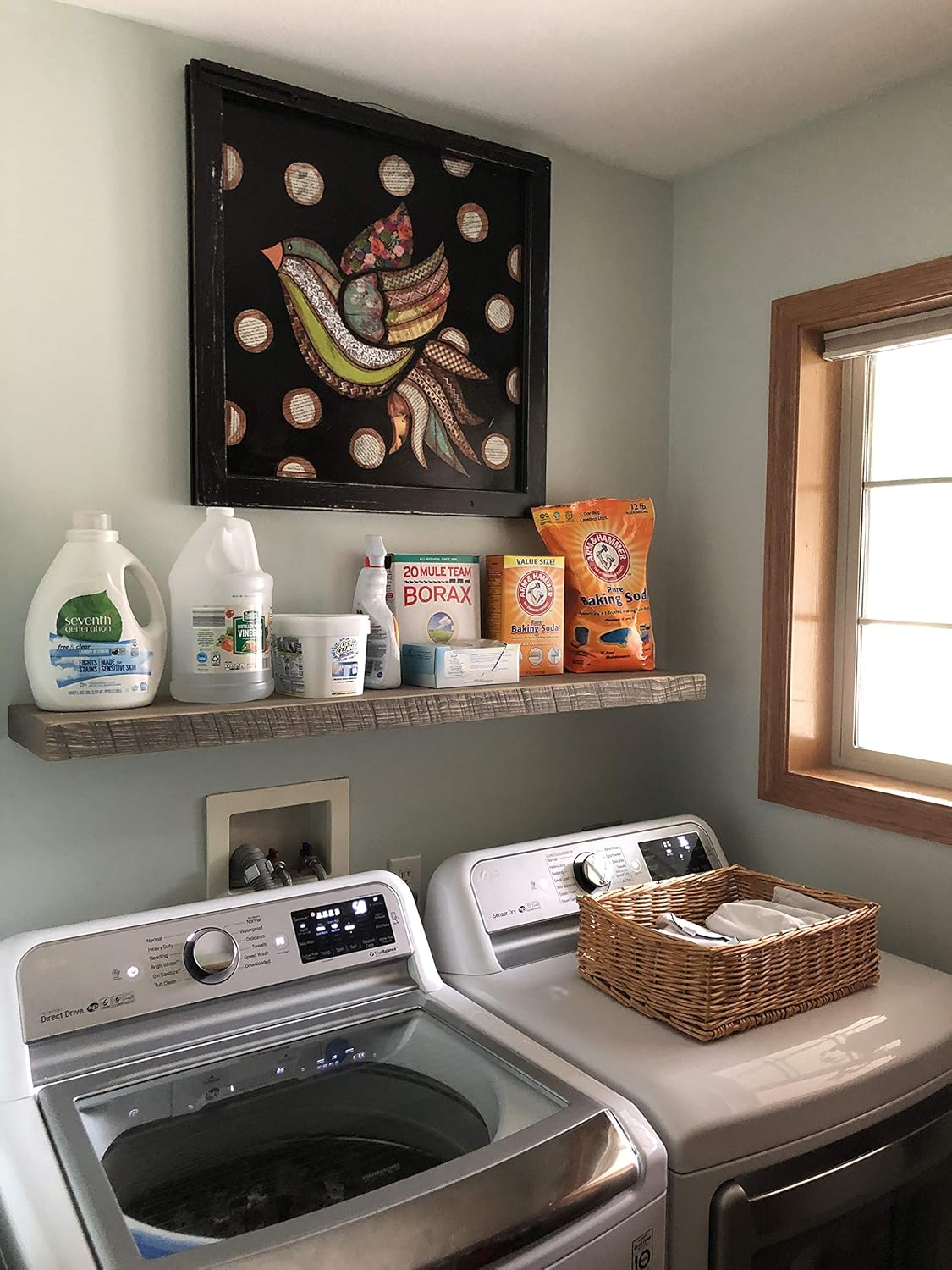 joelsantiques 72 Inch Wooden Floating Shelves for Wall - 72x12x2 in - Made of Natural Wood - Long Heavy Duty Rustic Wall Shelves for Bedroom - Perfect for Living Room, Kitchen - Gray