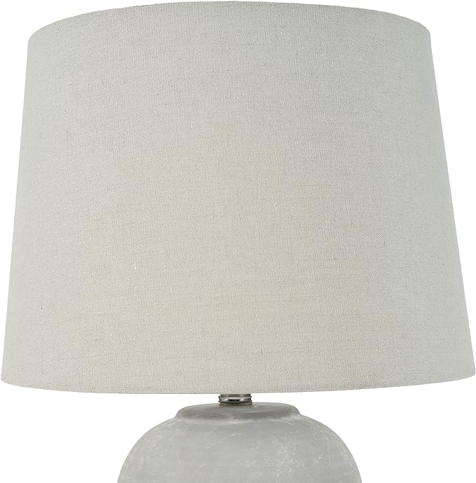 Nourison Home 23" Vintage Gray Ceramic Table Lamp with Light Gray Linen Shade, Traditional Bedside Accent Lamp, Nightstand Lamp for Bedroom, Living Room