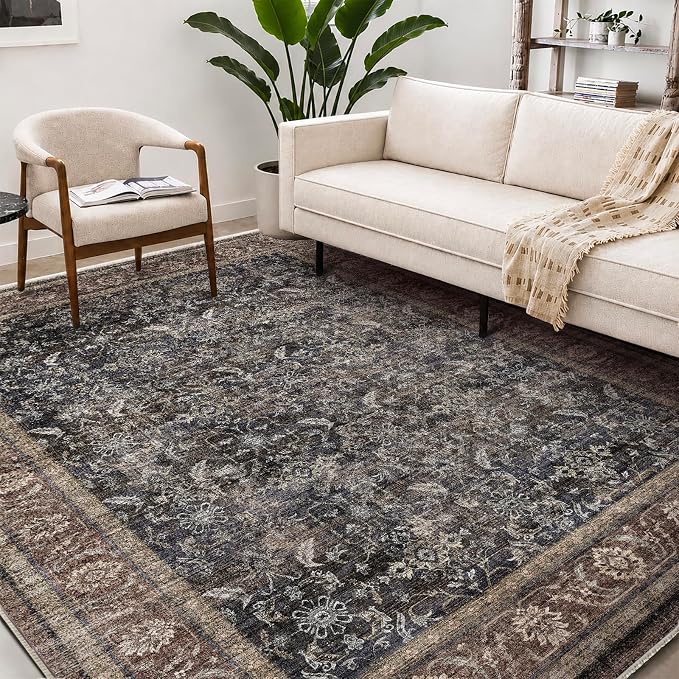 CHAMPLANT Washable Area Rug 10'x14' Boho Design Non-Shedding Easy Care Ideal for High Traffic Areas in Living Room Bedroom Office Coffee Table Kitchen Large Carpet