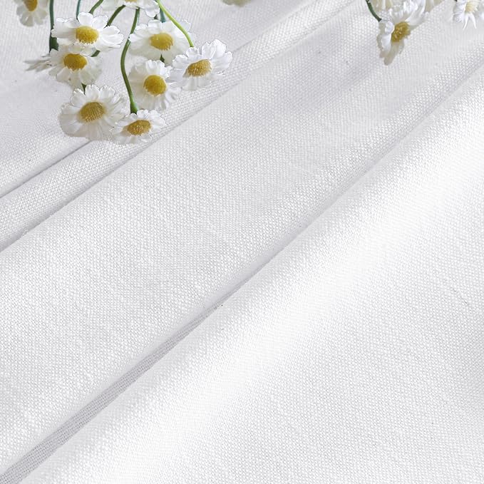 White Linen 100 Inch Patio Curtains for Sliding Glass Door Neutral Boho Pinch Pleated Light Filtering Semi Sheer Bedroom Aesthetic Windows Curtain Back Tab Pinch Pleat 2 Panels for Living Dining Room