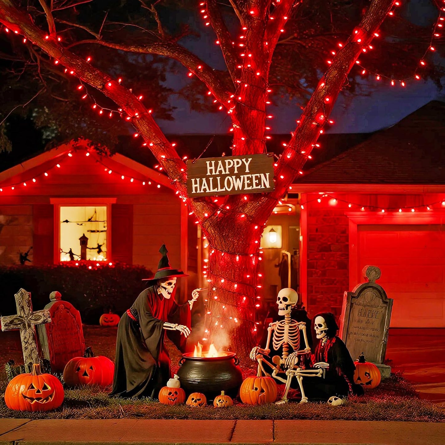 JMEXSUSS 200 LED Halloween Lights Indoor Outdoor, 66ft Connectable LED Red Christmas Lights Plug in, 8 Modes Red String Light for Halloween Tree Indoor Bedroom Garden Yard Porch House Decorations