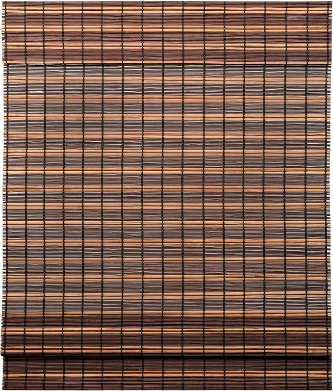 LazBlinds Custom Size Cordless Bamboo Roman Shades, Cocoa | Natural Light Filtering Bamboo Window Blinds, Bamboo Blinds for Bedroom Living Room Office Indoor