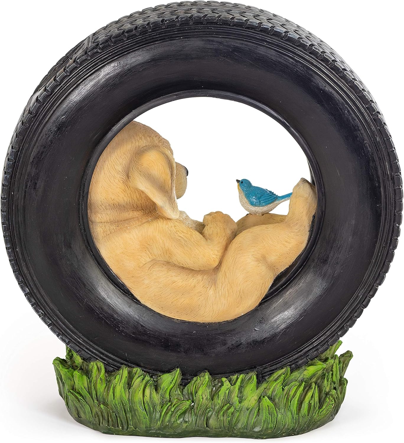 VP Home Chillaxing Welcome Puppy Dog Solar Powered LED Garden Light Welcome Chillax Puppy Statue Outdoor Funny Figurine Decor for Patio, Yard, Lawn