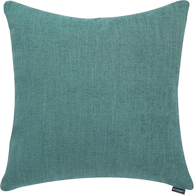 BOYSUM Set of 2 Leather Throw Pillow Covers Cotton Linen Decor Patchwork Pillow Cover Faux Leather Pillows Cover for Couch Sofa Living Room Bedroom,Grass Green 20"x20"
