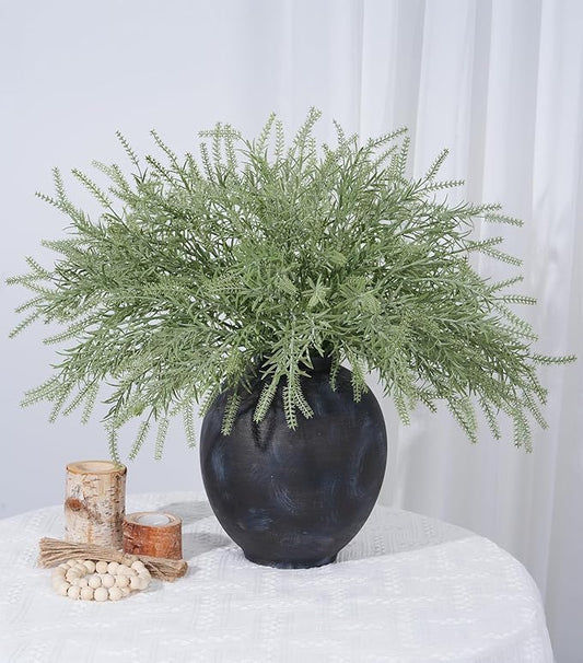 HyeFlora Artificial 10PCS Greenery Plants Stems Fake Rosemary Bush Faux Grass Sprigs Branches Real Touch DIY Sage Stem for Festival Home Kitchen Garden Party Farmhouse Office Decor
