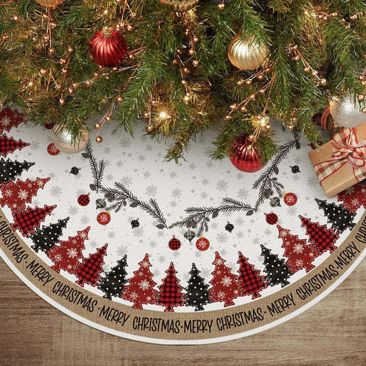 AVOIN colorlife Merry Christmas Christmas Tree Skirt 36 Inch, Christmas Ornaments Snowflake Winter Holiday Tree Mat Decoration