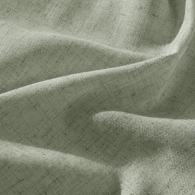 Sage Green Pinch Pleated Linen Curtains 102 Inches Long 2 Panels for Living Room Bedroom Country Elegant Farmhouse Back Tab Privacy Light Filtering Semi Sheer Pleated Drapes with Hooks Rings 40x102