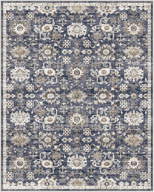 AMADA HOMEFURNISHING 2x3 Washable Area Rug, Low-Profile Entryway Rug with Non-Slip Backing & Durable Edge Binding, Vintage Rug Pattern, Small Rugs for Entryway, Kitchen & Living Room