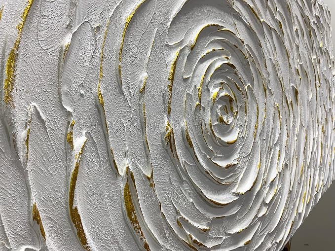 ART8YUQI Paintings - Contemporary Abstract Art Oil Painting On Canvas Texture 3D White painting Handmade Artwork Picture Canvas Wall Art Modern Home Decor living room Ready to Hang 24x48inch