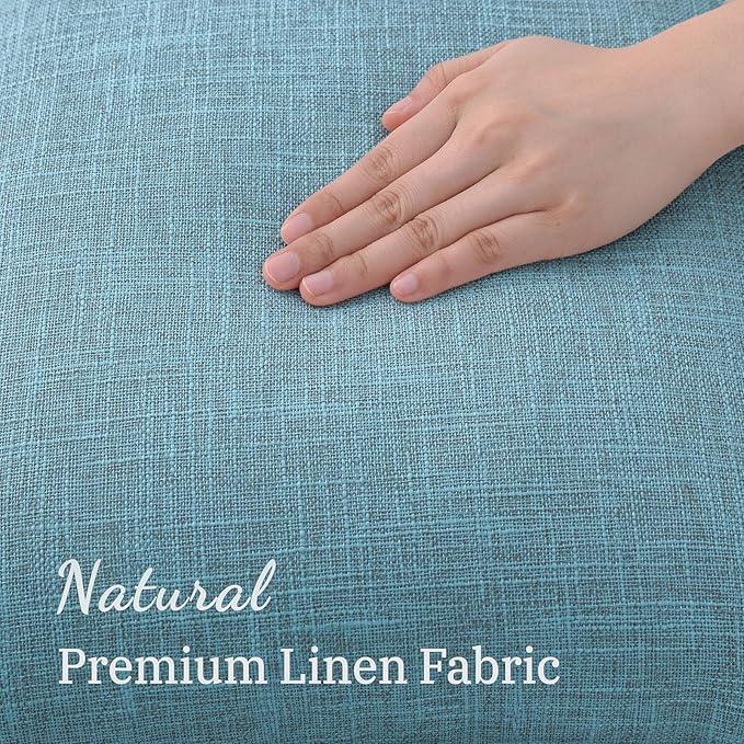 decorUhome Summer Decorative Throw Pillow Covers 26x26 Set of 2 Square Faux Linen Farmhouse Euro Sham Pillow Covers with Stitched Edge Outdoor Pillow Covers for Couch Sofa Living Room, Teal