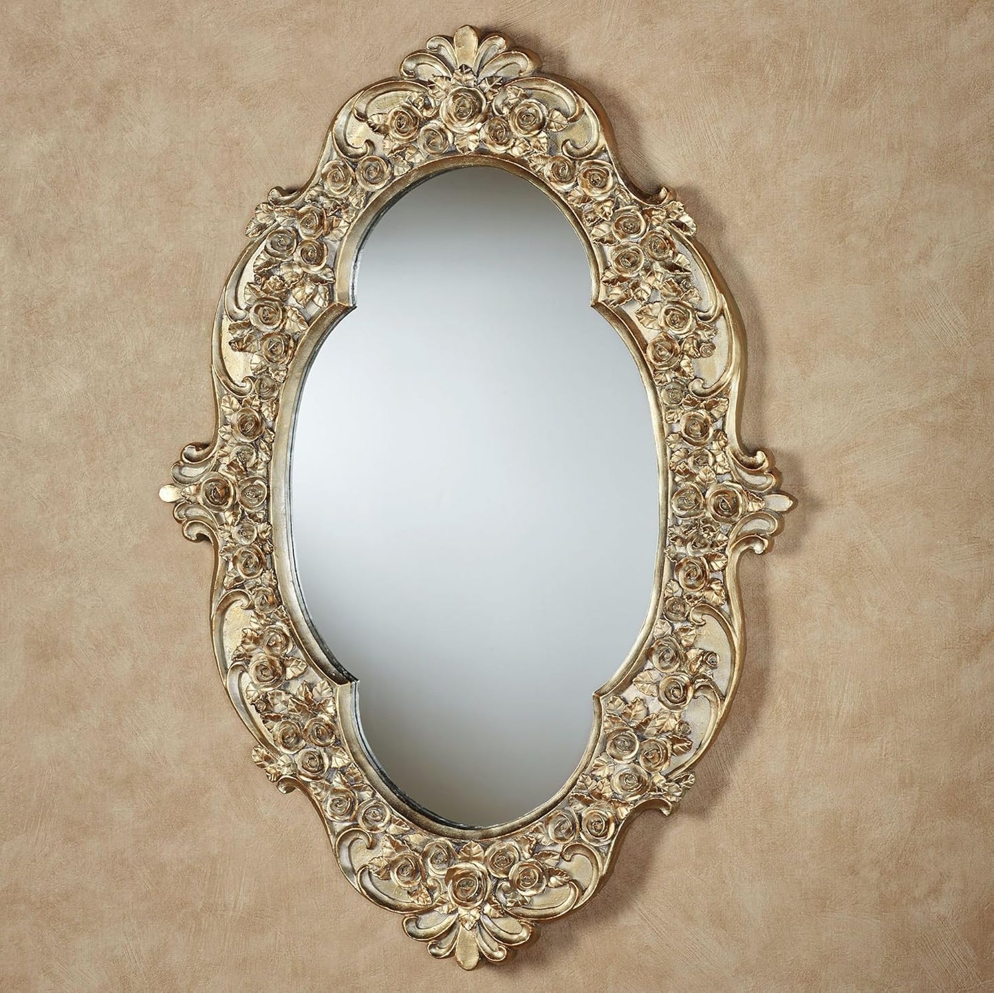 Touch of Class Victoria Rose Oval Vintage Wall Mirror | Victorian Style Decor for Bedroom, Living Room, Bathroom Vanity | Ornate Gold Framed