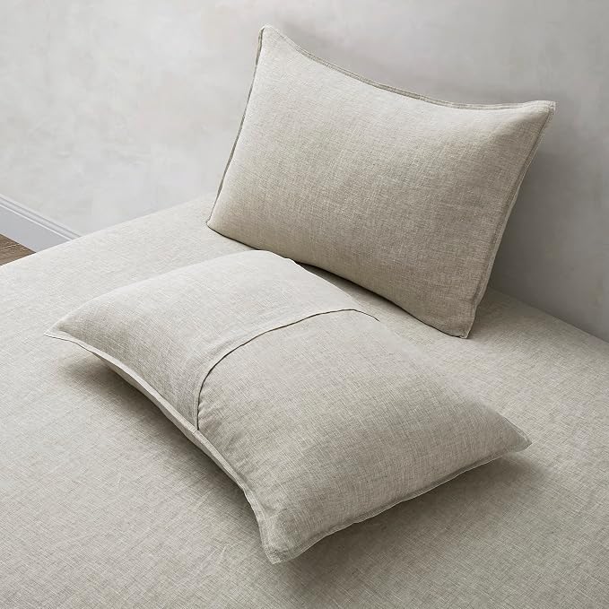 ATLINIA 100% Linen Pillowcases Set of 2, King Size 20" x 36" Pillow Case, Linen Pillow Sham