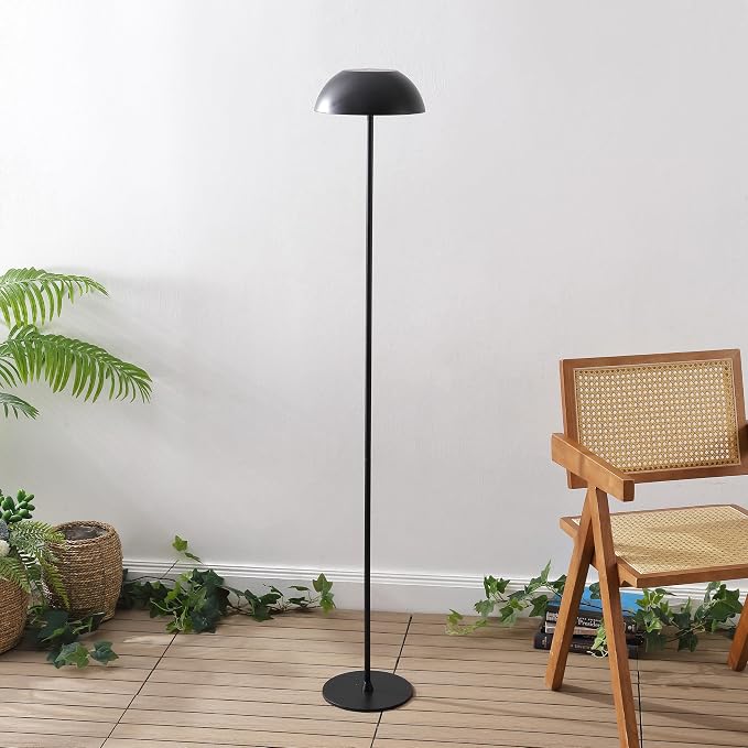 JONATHAN Y Laurel 59" Contemporary Minimalist Mushroom Metal Outdoor Floor Lamp, Black, Rechargeable Cordless and Dimmable with Integrated LED, Weather Resistant for Patio JYL7165B